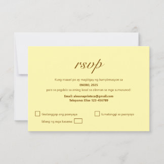 Tagalog RSVP Card Filipino Wedding Beige Modern