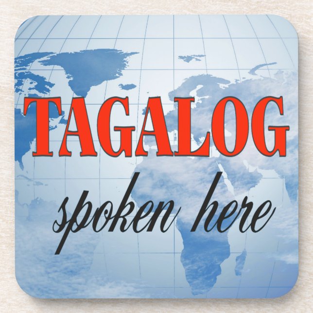 Tagalog spoken here cloudy earth coaster (Front)