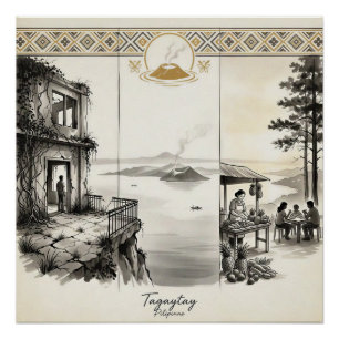 Tagaytay- One Ridge Three Moments Sumi-e Poster