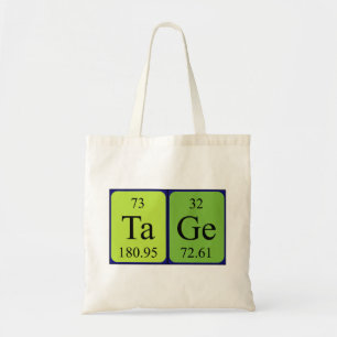Tage periodic table name tote bag