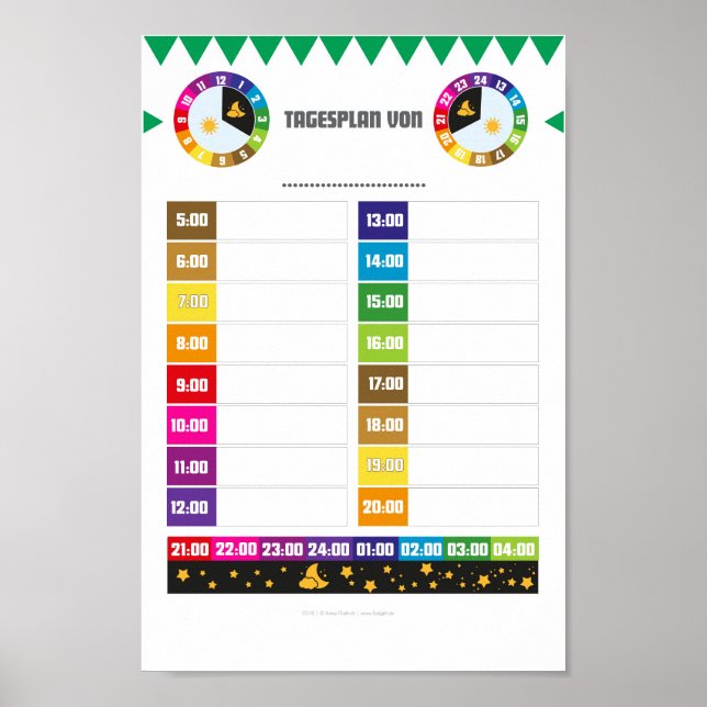 Tagesplaner tägliche Routinen für Kinder ab 4 Poster (Front)