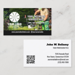 Tagline Your Logo Overlay Photo Editable QR Code Business Card