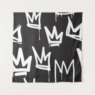 tags seamless pattern. Fashion black and white gra Tapestry