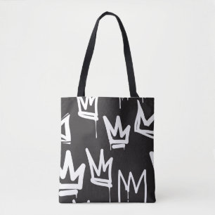tags seamless pattern. Fashion black and white gra Tote Bag