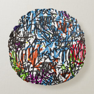 tags seamless pattern. Graffiti background.art,pat Round Cushion