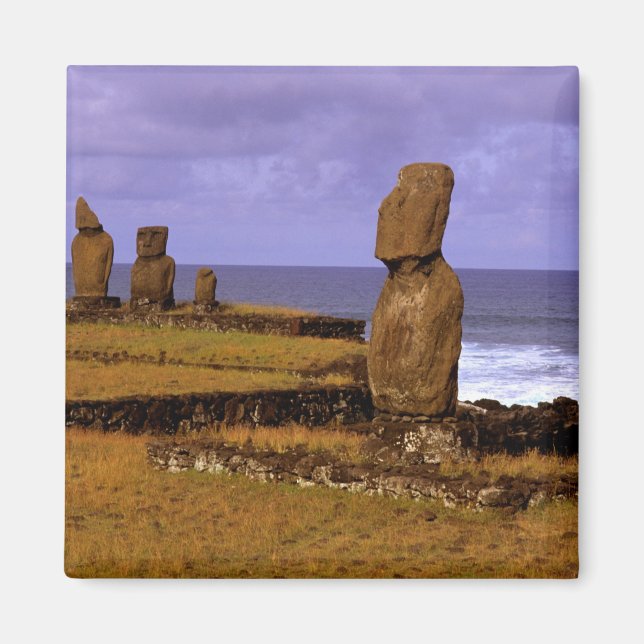 Tahai Platform Moai Statue Abstracts Easter Magnet (Front)
