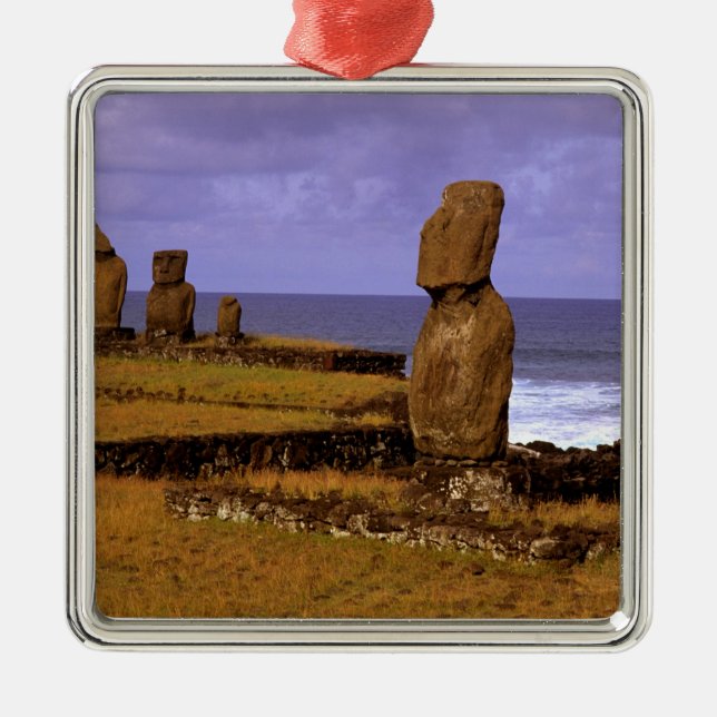 Tahai Platform Moai Statue Abstracts Easter Metal Tree Decoration (Front)