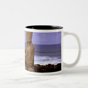 Tahai Platform Moai Statue Abstracts Easter Two-Tone Coffee Mug