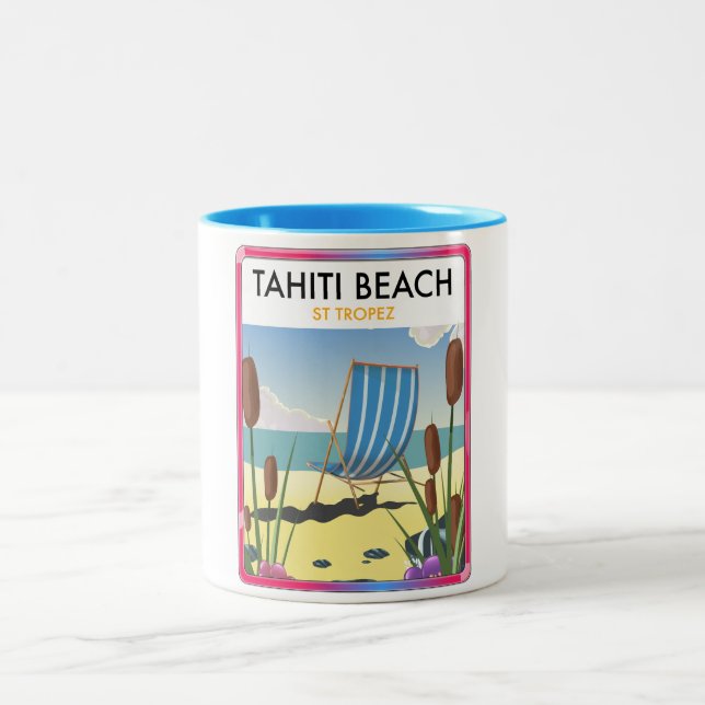 Tahiti beach st tropez Two-Tone coffee mug (Center)