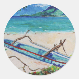 Tahiti Outriggger Classic Round Sticker