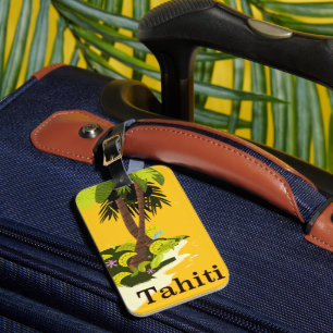 Tahiti Retro travel poster Canvas Print Luggage Tag