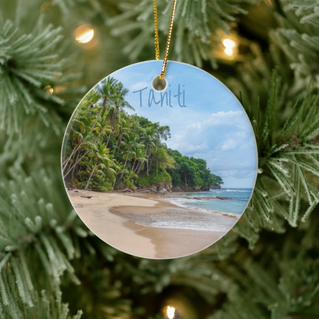 Tahiti Sand Beach Blue Sky Palm Trees Ceramic Tree Decoration (Tree)