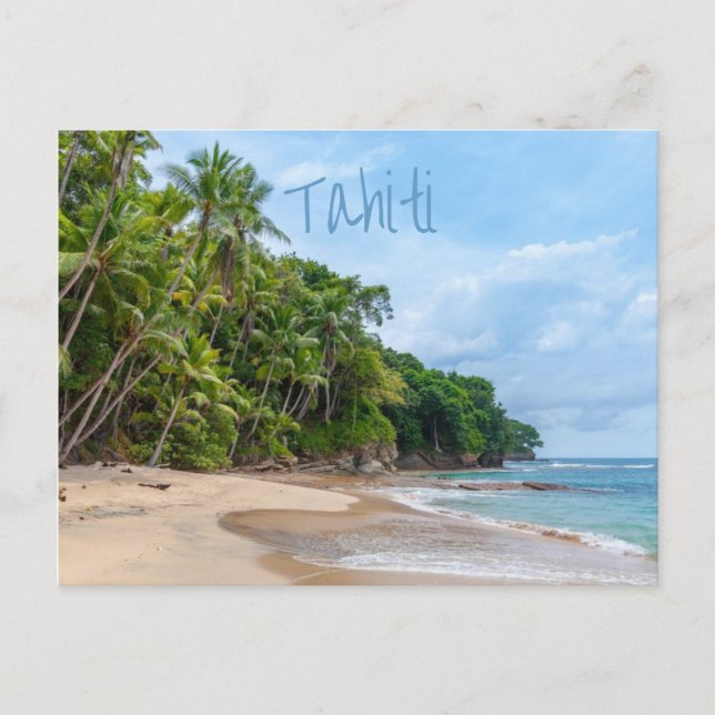 Tahiti Sand Beach Blue Sky Palm Trees Postcard (Front)