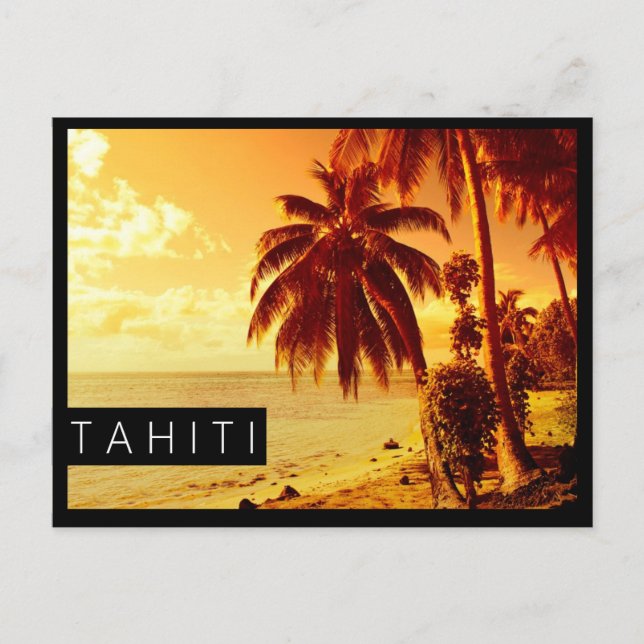 Tahiti sunset black edge postcard (Front)