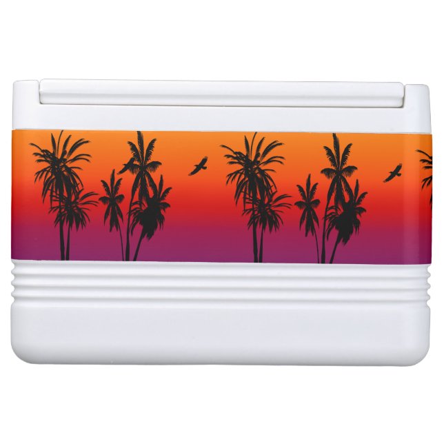 Tahiti Sunset Haze Black Palm Trees Circling Hawk Chilly Bin (Front)