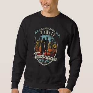 Tahiti Surfing Vintage Retro Surfer Teahupo'o Beac Sweatshirt