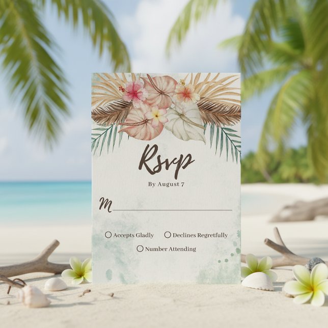 Tahiti | Tropical Beach Destination Wedding  RSVP Card (Creator Uploaded)