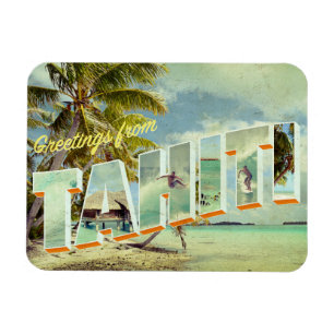 Tahiti vintage photo postcard magnet