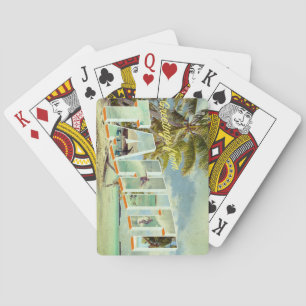 Tahiti vintage postcard with text playing cards