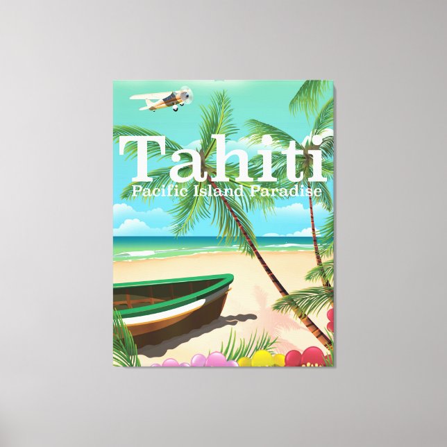 Tahiti vintage travel poster canvas print (Front)