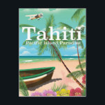 Tahiti vintage travel poster postcard<br><div class="desc">Tahiti,  pacific islands vintage style travel poster.</div>