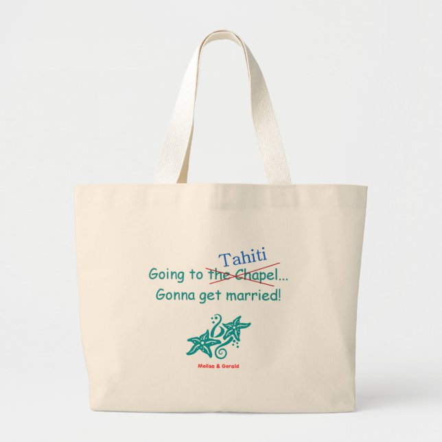 tahiti wedding large tote bag (Front)
