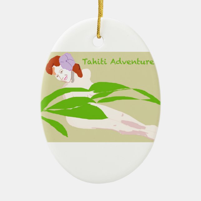 Tahiti Woman Ceramic Tree Decoration (Front)