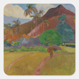 Tahitian Landscape, 1891 (oil on canvas) Square Sticker
