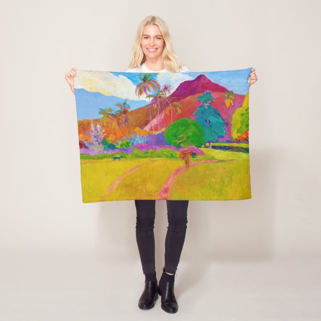Tahitian Landscape, Gauguin Fleece Blanket (In Situ)