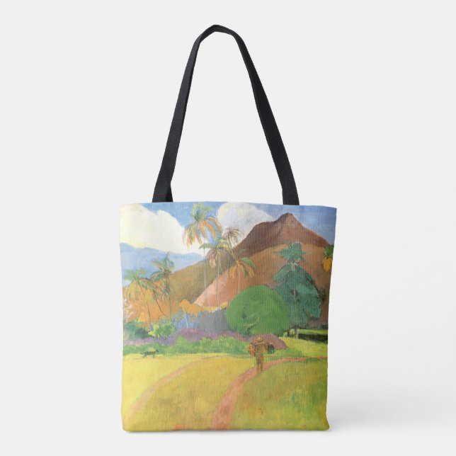 Tahitian Landscape, Mountains Tahiti, Paul Gauguin Tote Bag (Back)