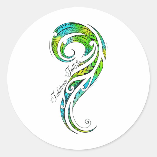 Tahitian Tattoo - Hawaiian Tattoo Graphic _1  Classic Round Sticker (Front)