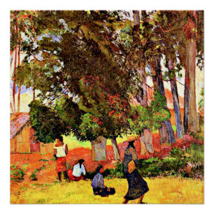 Tahitian Village, famous painting by Paul Gauguin Poster