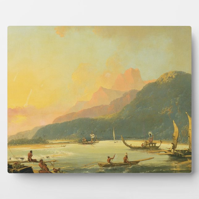 Tahitian War Galleys in Matavai Bay, Tahiti, 1766 Plaque (Front)