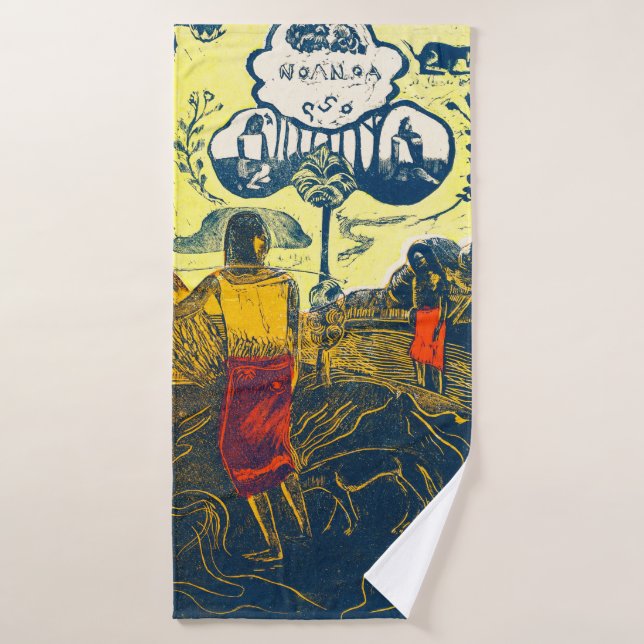 Tahitian Women and Dog, Gauguin Bath Towel (Bath Towel)