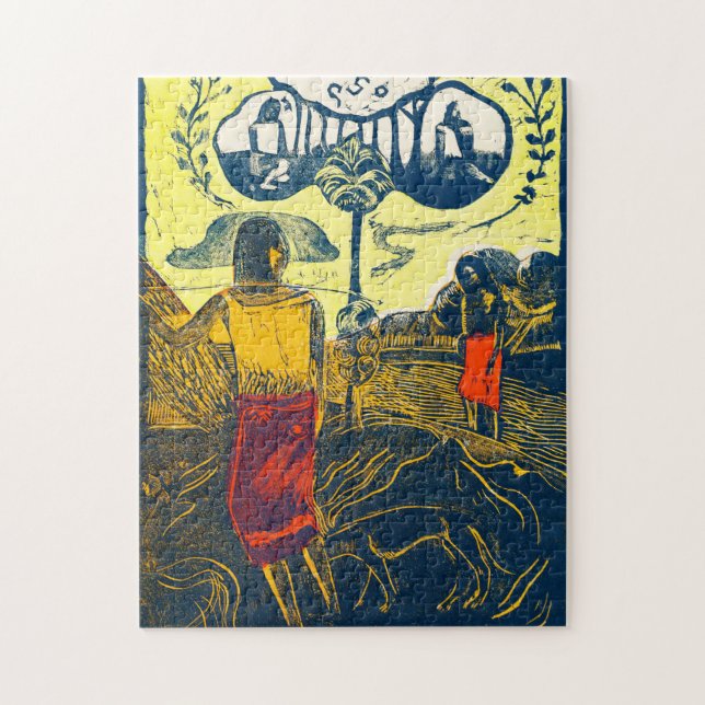Tahitian Women and Dog, Gauguin Jigsaw Puzzle (Vertical)