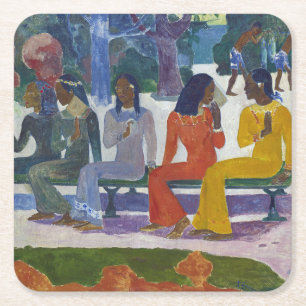 Tahitian Women, Gauguin Square Paper Coaster