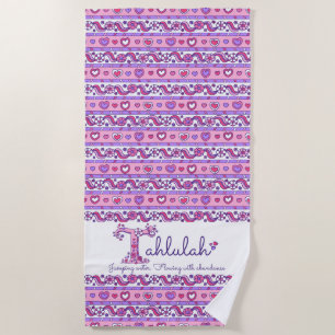 Tahlulah name meaning flower heart pink towel