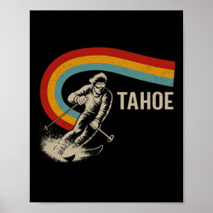 Tahoe Skiing Retro Graphic Poster
