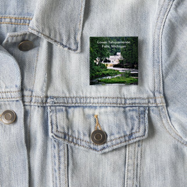 Tahquamenon Falls State Park Lower Falls, Michigan 15 Cm Square Badge (In Situ)