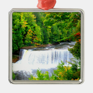 Tahquamenon Falls Upper Peninsula Michigan Metal Tree Decoration