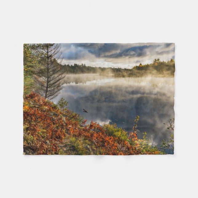 Tahquamenon River Sunrise | Paradise, Michigan Fleece Blanket (Front (Horizontal))