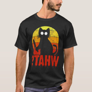 Tahw Horror Cat Backwards Spooky Halloween With Kn T-Shirt