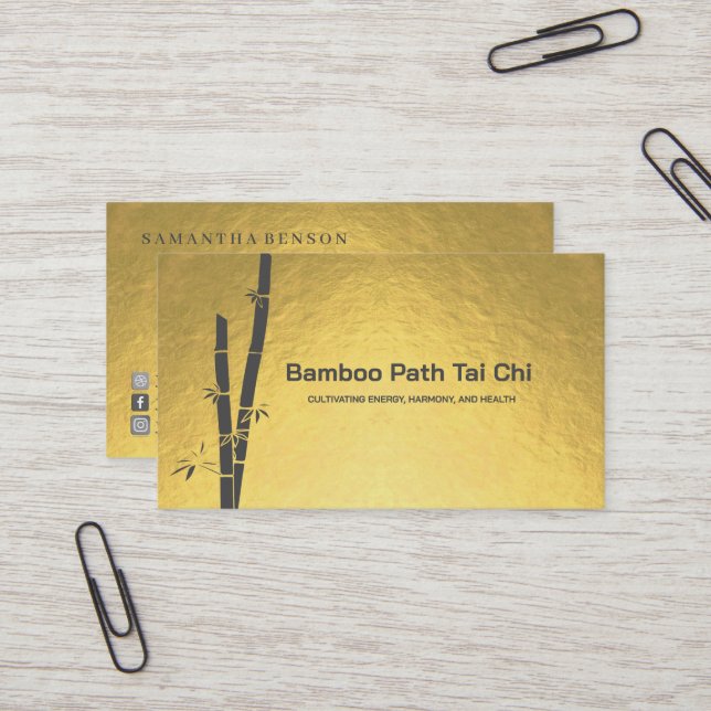Tai Chi and Qigong - Bamboo  Business Card (Front/Back In Situ)