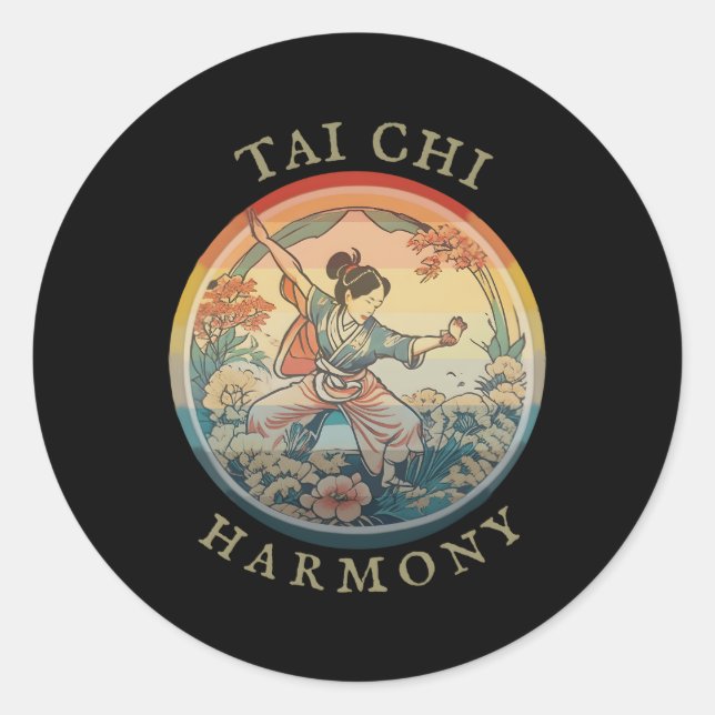 Tai Chi Historic Drawing Harmony Flow Classic Round Sticker (Front)