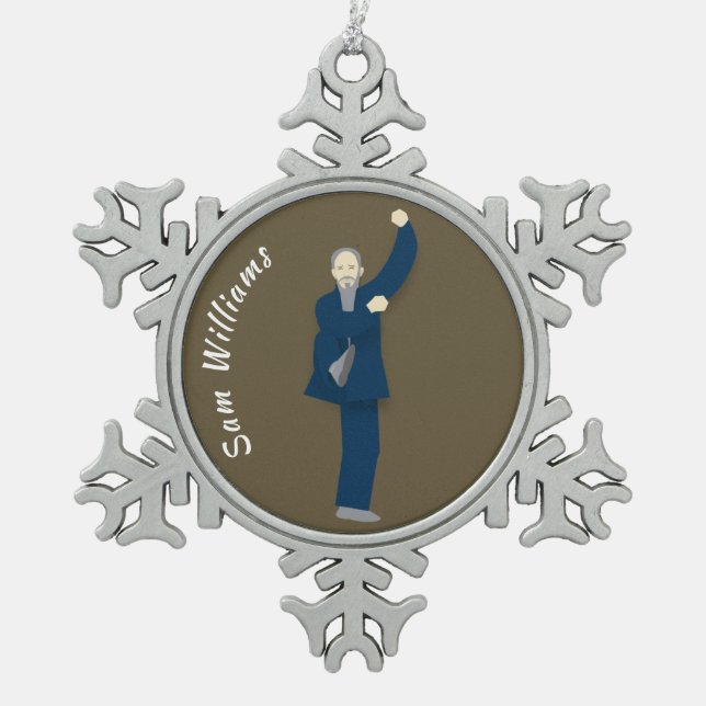 Tai Chi Snowflake Pewter Christmas Ornament (Front)