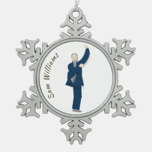 Tai Chi Snowflake Pewter Christmas Ornament