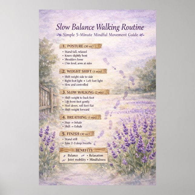 Tai Chi Walking Rustic Routine Chart | (Front)