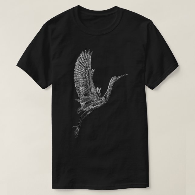 Tai Chi White Flying Crane Qi Gong Illustration  T-Shirt (Design Front)