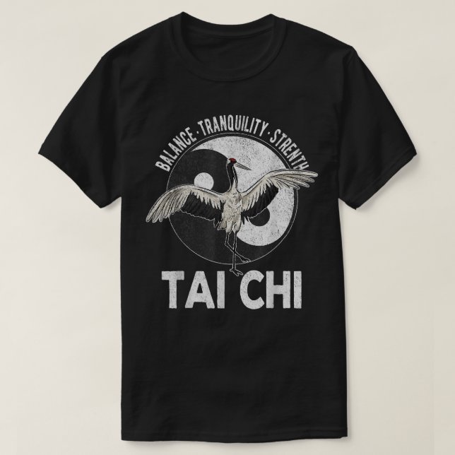 Tai Chi Yin Yang Crane Chinese Martial Arts Retro  T-Shirt (Design Front)