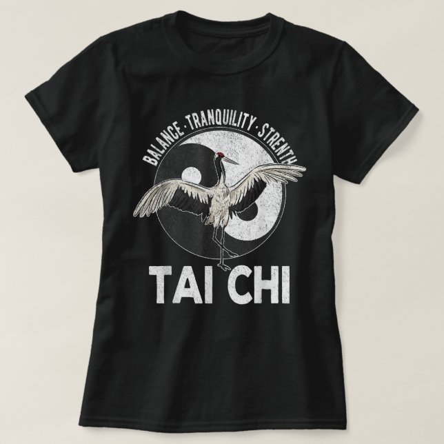 Tai Chi Yin Yang Crane Chinese Martial Arts Retro  T-Shirt (Design Front)
